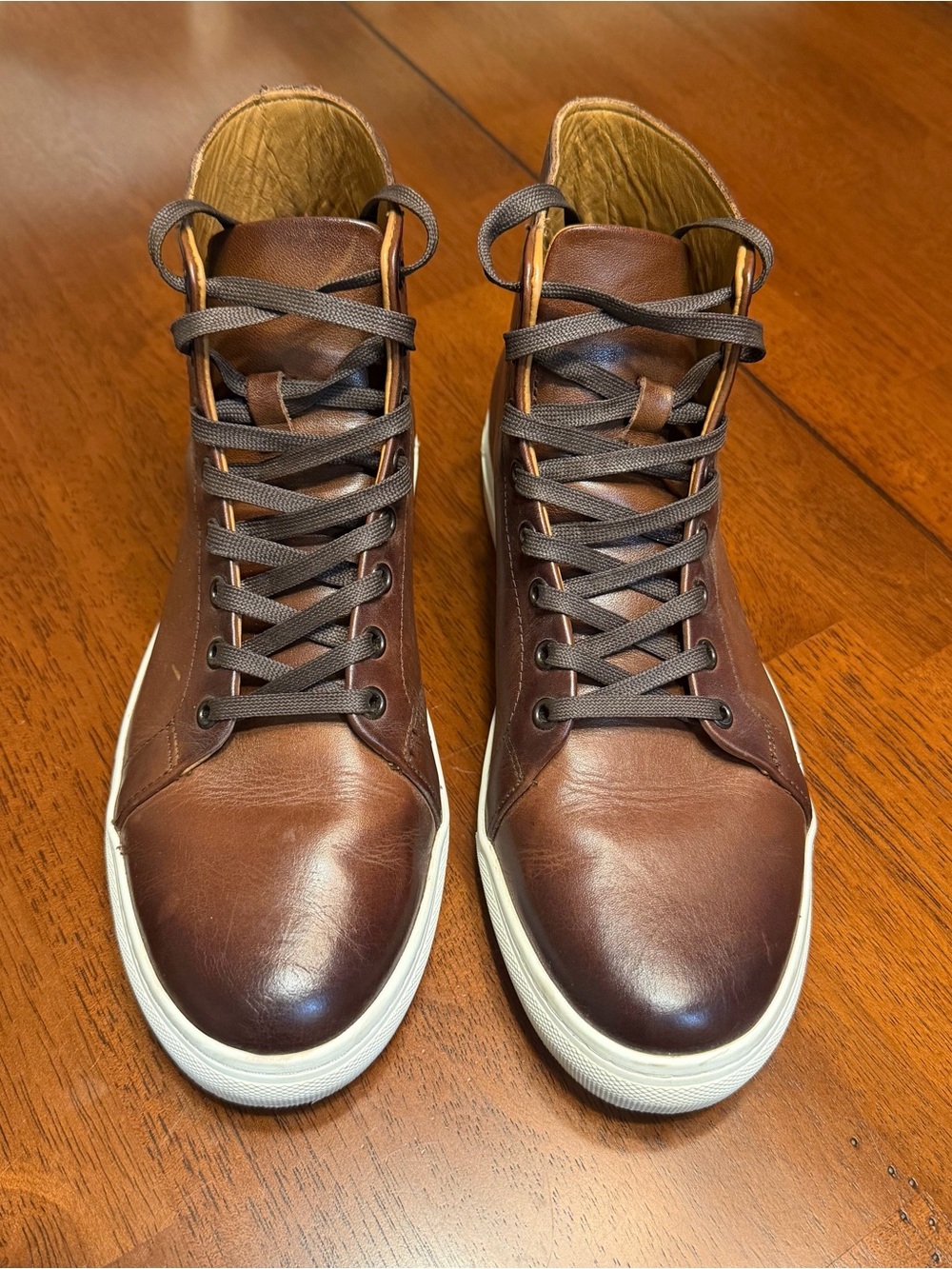 Thursday Mens Premier Leather High-Top Sneaker Size 7.5 Brown Coffee Minimalist